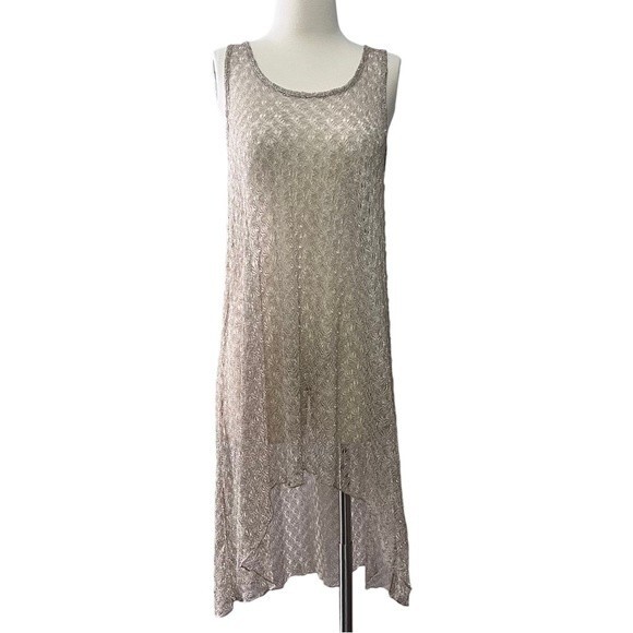 Elif by Jordan Taylor Shimmer Taupe Hi Lo Dress Cover Up Size Medium - Picture 1 of 8